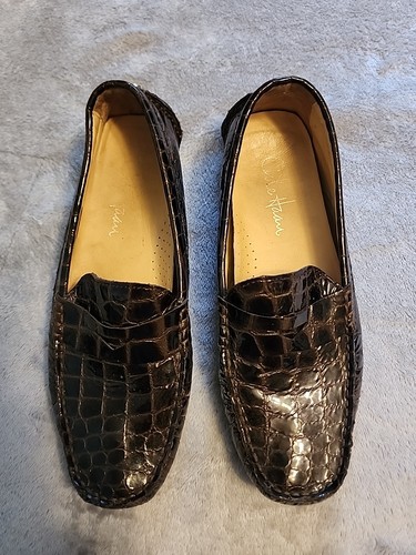 NIKE Mocassini Cole Haan in pelle di coccodrillo verniciata Air Penny marrone taglia 7 5 B