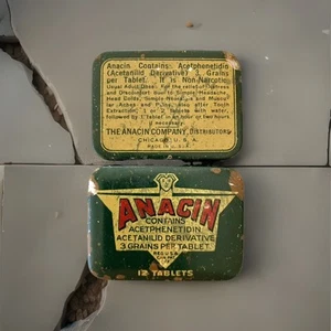 Anacin Company Tavoletta Analgesica Medicina Metallo Latta c. 1928 Prima Pubblicità - Foto 1 di 4
