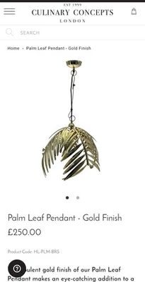 PLAM LEAF PENDANT LIGHT- GOLD FINISH  CULINARY CONCEPTS LONDON - Image 1 of 4