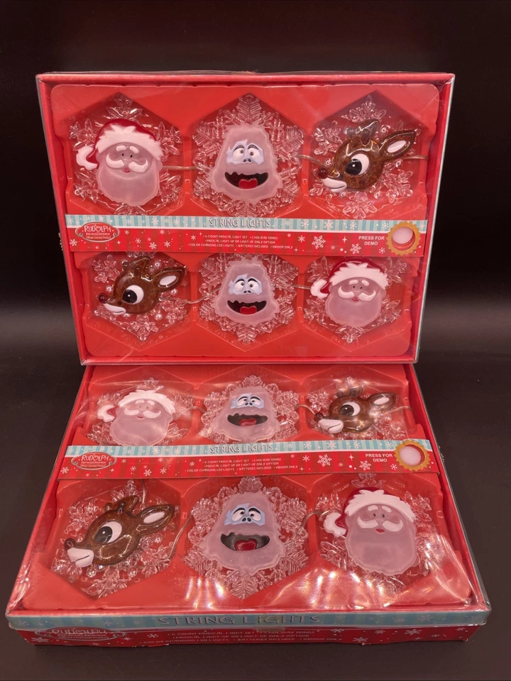 Rudolph Red Nose Reindeer Christmas Musical String Lights Color Change 3 Songs