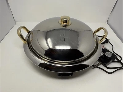 Utensilios de cocina plancha eléctrica de 12" de acero inoxidable y oro para pizza Foto 1 de 4