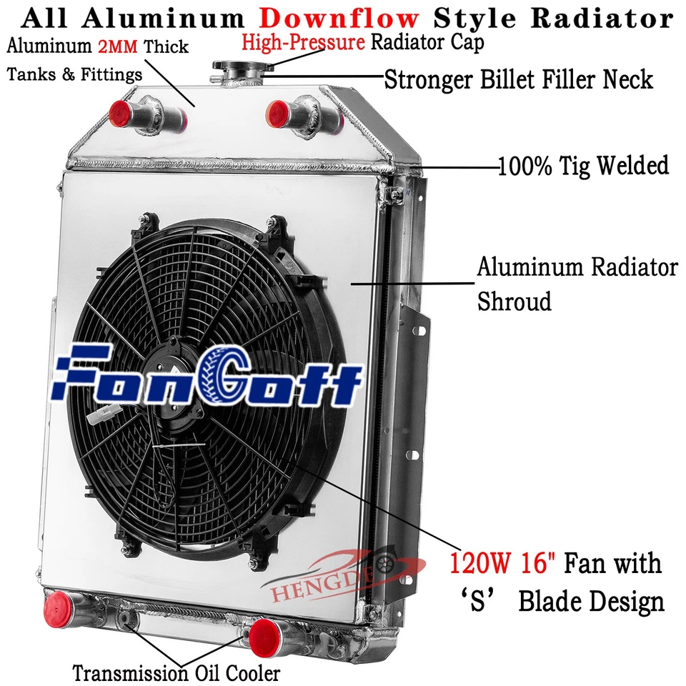 3-Row Radiator + Shroud Fan For 1942-1952 1949 Ford F-1 F-2 F-3 Pickup — 第 1/4 张图片