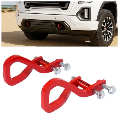 Red Front Tow Recovery Hooks w/ Bolts For GMC Sierra 1500 2019-2025 #84280203 - Image 1 of 4