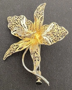 - Broche ancienne Fleur poinçon Argent ? À Identifier ( 7 grammes ) - Foto 1 di 5