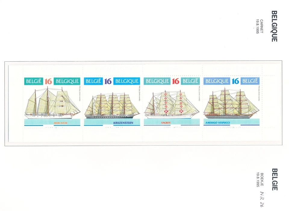 XE57845 Belgium 1995 boats sailing ships booklet MNH fv 64 BEF - image 1 of 1