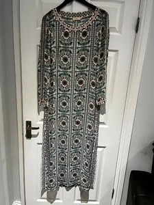 CAMISA BLUSA CAFTÁN PLAYA TORY BURCH DAMAS MAXI VESTIDO LARGO TALLA MEDIANA 12 EN MUY BUENA CONDICIÓN - Imagen 1 de 5
