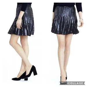 Banana Republic minigonna donna blu navy paillettes plissettata taglia 6 - Foto 1 di 12