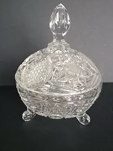 Tazón de plato de caramelo compuesto de patas de cristal con tapa 5"" X 6,5"" - sin astillas ni grietas - Imagen 1 de 8