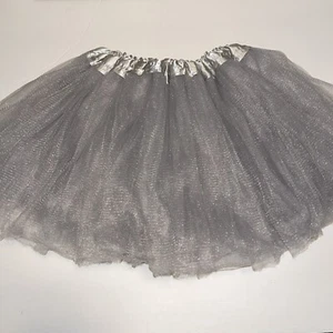 Jane Shine Girl's Silver Grey Tutu Skirt Fluffy Ballet 3 Layered Satin Waist - Picture 1 of 5