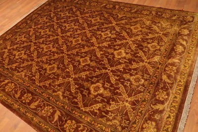 Alfombra oriental 7'6"x9’5" anudada a mano lavado dorado 200 KPSI brillo sedoso marrón Foto 1 de 4