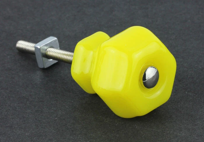 (Paquete de 12) Edición Limitada 1-1/4" Antiguo Vidrio Perilla Amarillo Limón Foto 1 de 1