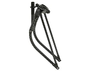 26 LOWRIDER BENT SQUARE TWISTED SPRING FORK 1 INCH BLACK - Picture 1 of 1
