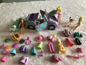 2003 Mattel Polly Pocket Picknick to Go Cabrio mit 3 Puppen 2 Hunde SELTEN - Bild 1 von 6