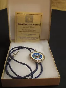 New Rocky Mountain Western Airforce Leather Bolo Tie - Picture 1 of 4