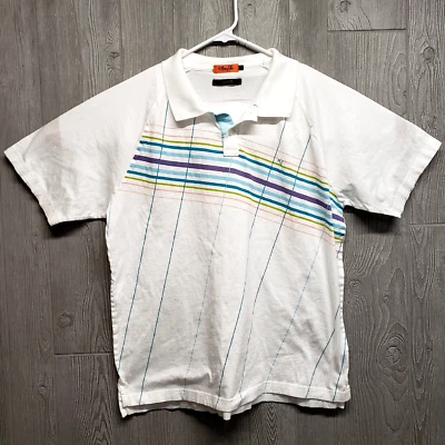 Camisa Mark Ecko Para Hombres Grande Polo Corte y Coser Blanco Rayas Adulto Manga Corta Golf Foto 1 de 4