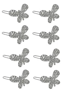 Set of 8 Small Butterfly Hair Clips Rhinestone Snap Clip Barrettes U1747-8 - Picture 1 of 8