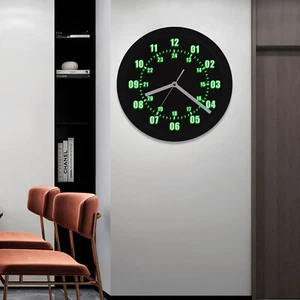 Round Indoor USB LED Wall Clock 12/24 Hour Luminous Night Lighting Quartz Clock - Picture 1 of 12
