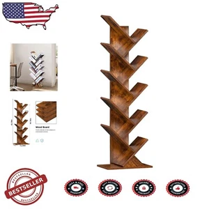 Elegant 10-Tier Wood Bookcase with Anti-Tip Design - Perfect for Small Areas - Picture 1 of 10