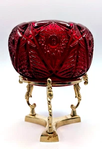 LE Smith Kimple McKee Prescut Series Valtec Ruby Red Amberina Glass Rose Bowl - Picture 1 of 17