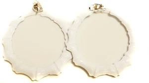 CLIP-ON BAMBOO HOOP EARRINGS WHITE HOOPS 4 INCH HOOPS - Picture 1 of 2