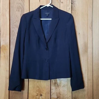 NUEVO Blazer de negocios elástico de lana de un solo pecho Ann Taylor, talla 4, negro Foto 1 de 4