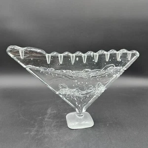 Glasslight Shofar Glass Menorah Signed 1977 Vintage Art Glass 9 Candleholder - Picture 1 of 11