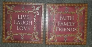 Set 2 Targhe da Parete in Ceramica Tema Famiglia 5,5" X 5,5" - Foto 1 di 3