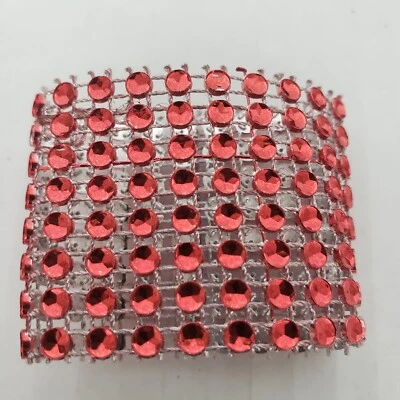 Lote de 30 servilleteros rojos de malla con diamantes de imitación fáciles de encender y apagar Foto 1 de 2