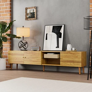 70 Inch Mid Century Modern TV Stand, TV Stand with Storage, Entertainment Center - Picture 1 of 11