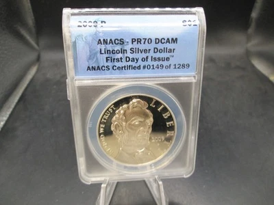 2009 P US Lincoln Proof Silver Dollar Commemorative ANACS PR70 DCAM First Day - Image 1 of 4