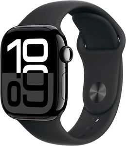 Apple Watch Series 10 (GPS) 42MM Jet Black Aluminum Case Black Sport Band - Picture 1 of 2