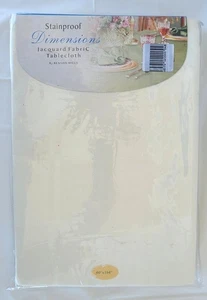 Benson Mills Stainproof Jacquard Fabric Tablecloth 60"x104" Cream Tablescape - Picture 1 of 6