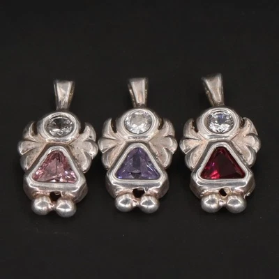 Lote de 3 colgantes de collar de ángeles con piedra de nacimiento multicolor de circonita cúbica - 5 g Foto 1 de 4