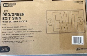 LED Ausgangsschild weiß kommerziell elektrisch 14W gleichwertig mit Ni-Cad 4,8 Volt Akku - Bild 1 von 3