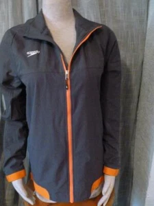NWT Womens SPEEDO Women's Lined Zip Athletic Gray Orange Jacket XS - Picture 1 of 12