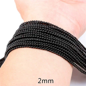 1 filo 2 mm agata nera mini sfera rotonda micro distanziatore perline sciolte 15,5" QT92 - Foto 1 di 1