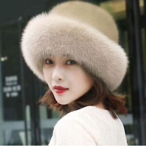 Faux Fur Trimmed Winter Warm Hat Women Classy Fashionable Style Hat Caps Gifts