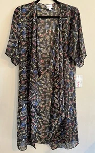 NEU LuLaRoe Shirley Kimono Staubtuch Top Größe S schwarz bunt Schwimmen Überziehen durchsichtig - Bild 1 von 3