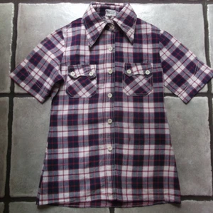 Shirt Checked Skinhead Vintage 1970s Short Sleeved Ska Slim Fit 6 XS - Picture 1 of 12