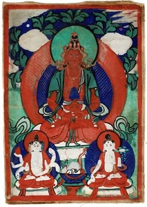 Antiker kleiner Thangka Tibeter aus buddhistischem Kloster Mongolei - Bild 1 von 4