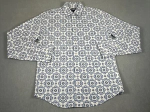 Express Top Women S Petite Blue White Floral Button Down Pockets Career Classic - Picture 1 of 7