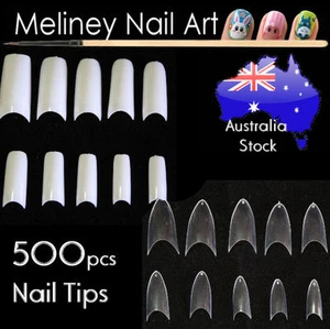 500 Pcs Fake French Nail Tips White Clear Stiletto False Gel Pointy Art Acrylic  - Bild 1 von 15
