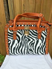 MICHAEL KORS Zebra Hamilton STUDDED LEATHER  Shoulder/Tote Bag  