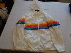 Chaqueta cortavientos Sherry Florida vintage con capucha arco iris para hombre grande años 70 nailon - Imagen 1 de 13