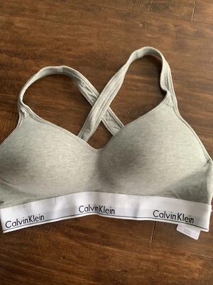 NWT CALVIN KLEIN 1654 MODERN COTTON LIFT UP BRALETTE  X-LARGEsz GRAY REG$46 - Image 1 of 4