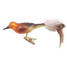 Clip On Bird Ornament Golden Browning Germany Glass Copper Birdie