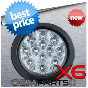 (6) New 4" Round Back-Up Reverse Truck Trailer Clear White 12V LED Light Circle - Picture 1 of 1
