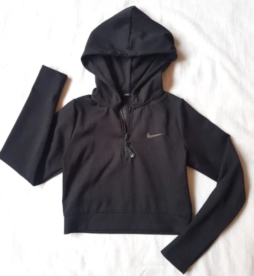 The NIKE TEE Crop Ripp-Pulli Kapuzenpullover Troyer Gr.M TOP  NEUw - Bild 1 von 4