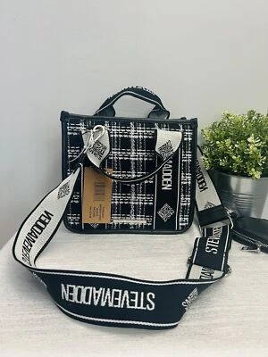 Steve Madden BWEEBER Твидовый черный чехол через плечо сумка регулируемый ремень новый - Изображение 1 из 4