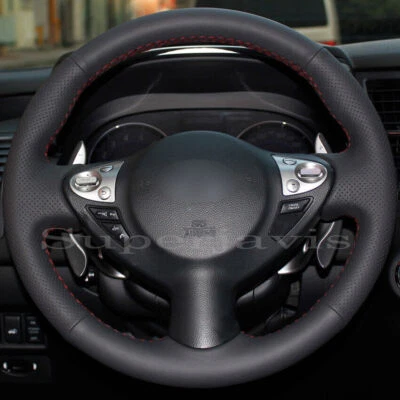 Custom Black PU Leather Steering Wheel Stitch on Cover For Nissan Juke 2011-2017 - Image 1 of 4